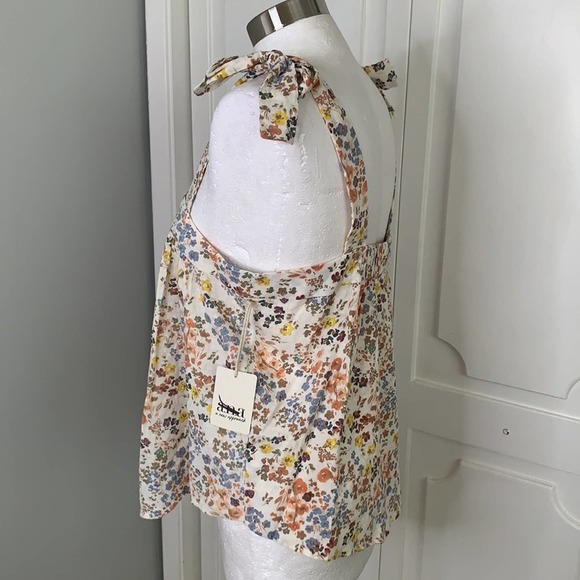 A.N.A MULTICOLORED COLORED FLORAL PRINT TANK WITH SHOULDER BOW ACCENTS MEDIUM - Picture 5 of 8